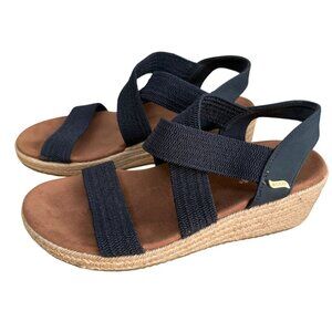 Skechers Martha Stewart Navy Wedge Sandals Womens Size 9 Beverlee Arch Fit Comfy